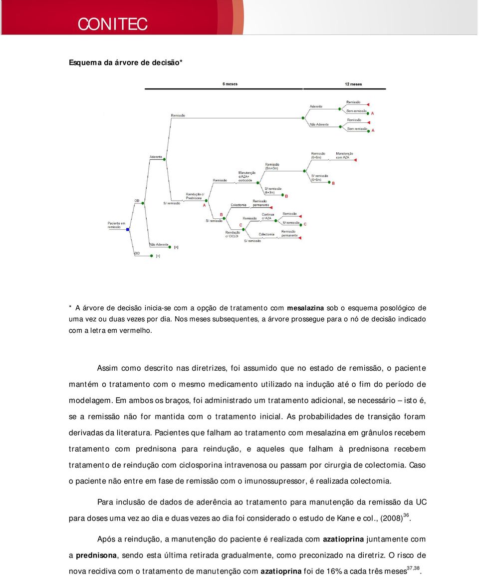 Assim como descrito nas diretrizes, foi assumido que no estado de remissão, o paciente mantém o tratamento com o mesmo medicamento utilizado na indução até o fim do período de modelagem.