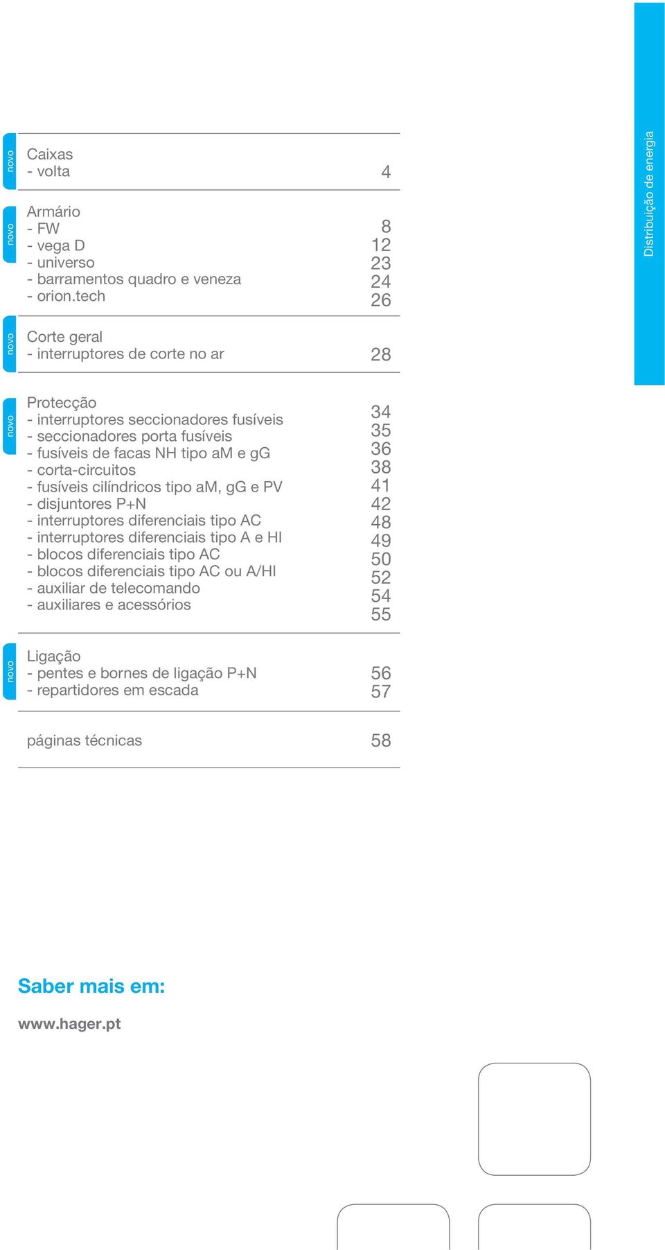 de facas NH tipo am e gg cortacircuitos fusíveis cilíndricos tipo am, gg e PV disjuntores P+N interruptores diferenciais tipo AC interruptores diferenciais tipo A