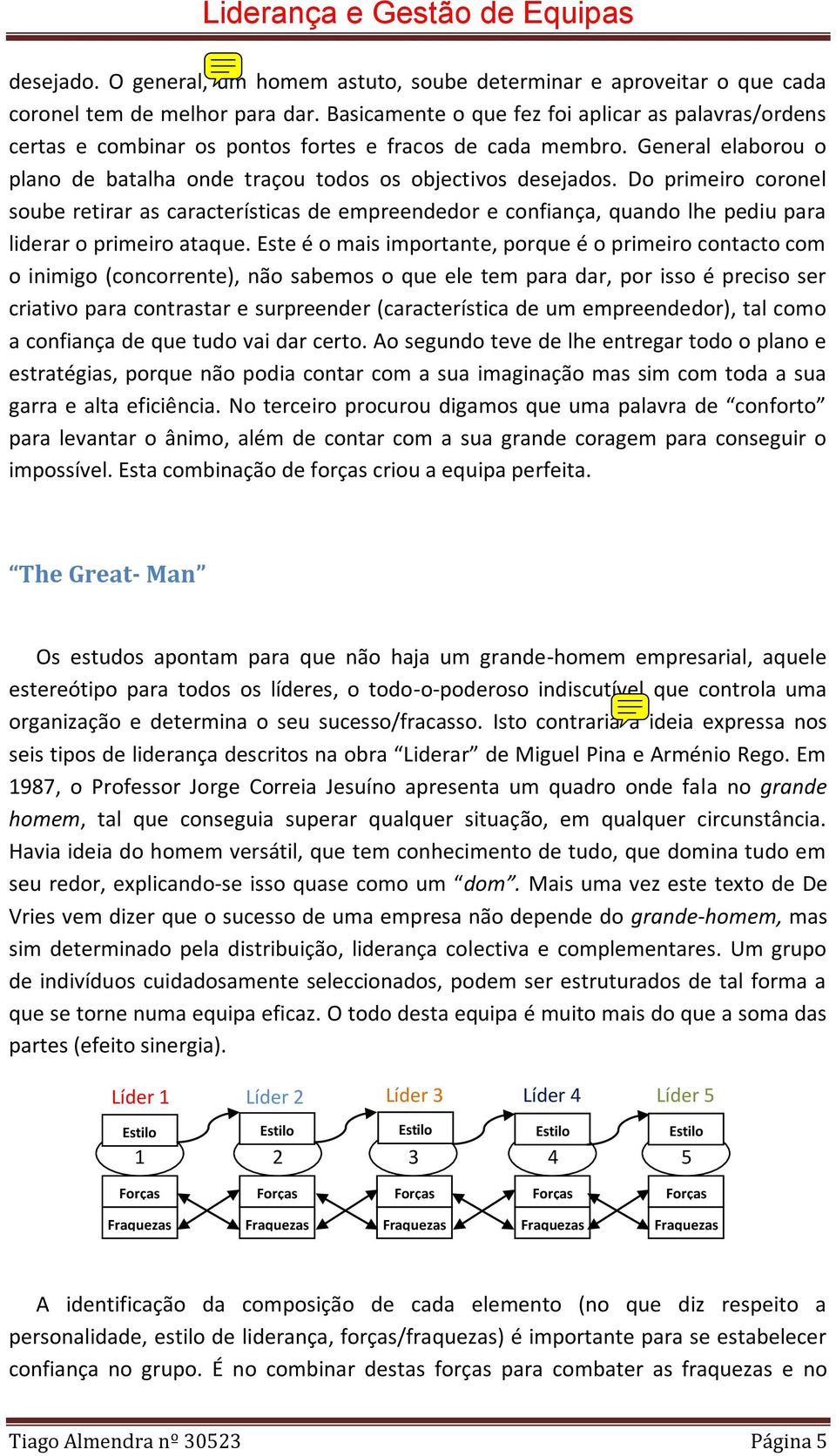 Do primeiro coronel soube retirar as características de empreendedor e confiança, quando lhe pediu para liderar o primeiro ataque.