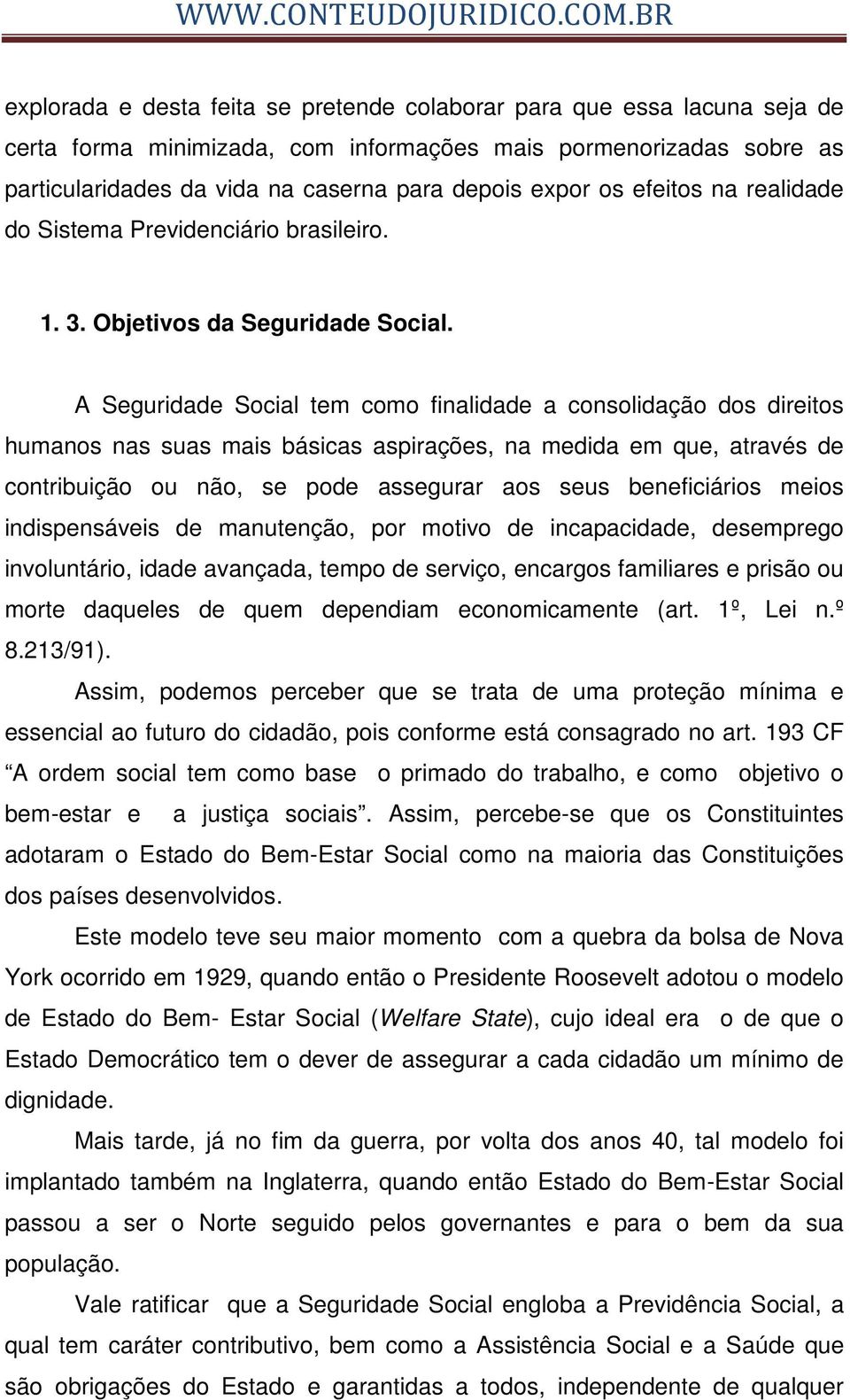 A Seguridade Social tem como finalidade a consolidação dos direitos humanos nas suas mais básicas aspirações, na medida em que, através de contribuição ou não, se pode assegurar aos seus