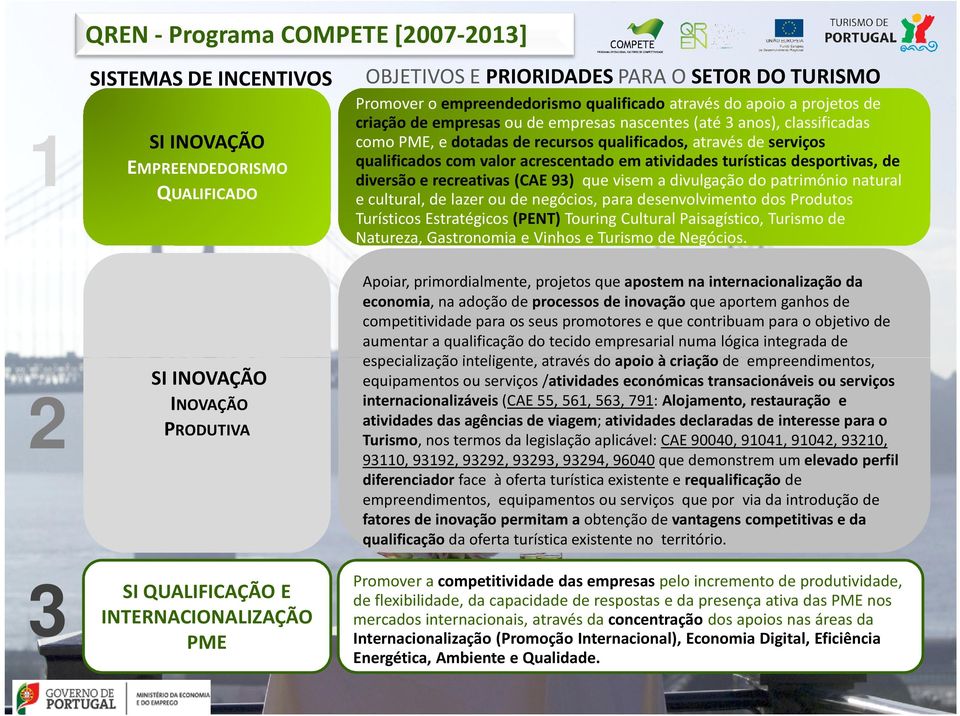 em atividades turísticas desportivas, de diversão e recreativas (CAE 93) que visem a divulgação do património natural e cultural, de lazer ou de negócios, para desenvolvimento dos Produtos Turísticos