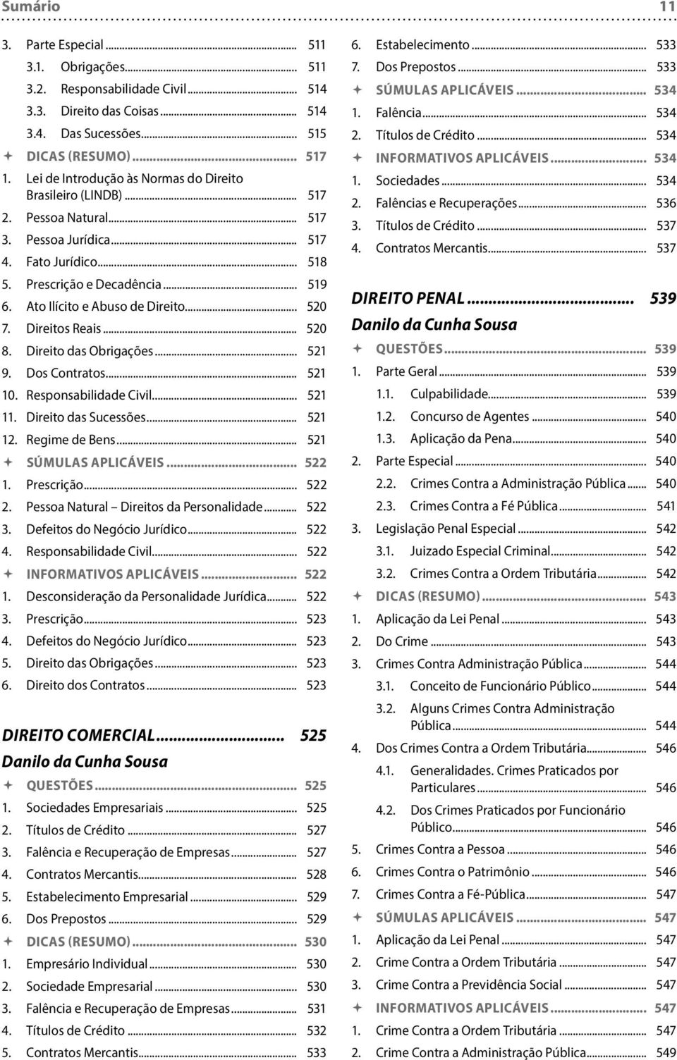 Ato Ilícito e Abuso de Direito... 520 7. Direitos Reais... 520 8. Direito das Obrigações... 521 9. Dos Contratos... 521 10. Responsabilidade Civil... 521 11. Direito das Sucessões... 521 12.