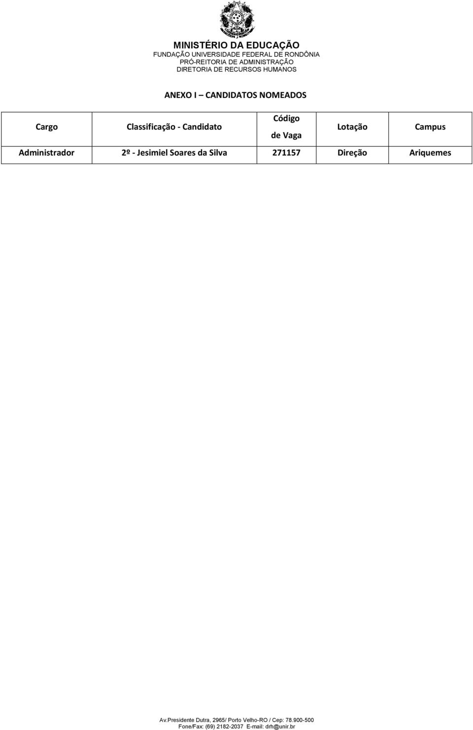 Lotação Campus Administrador 2º -