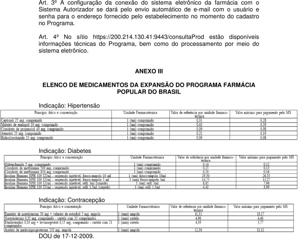 41:9443/consultaprod estão disponíveis informações técnicas do Programa, bem como do processamento por meio do sistema eletrônico.