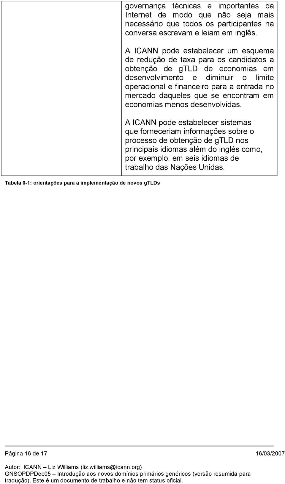 A ICANN pode estabelecer um esquema de redução de taxa para os candidatos a obtenção de gtld de economias em desenvolvimento e diminuir o limite operacional e financeiro