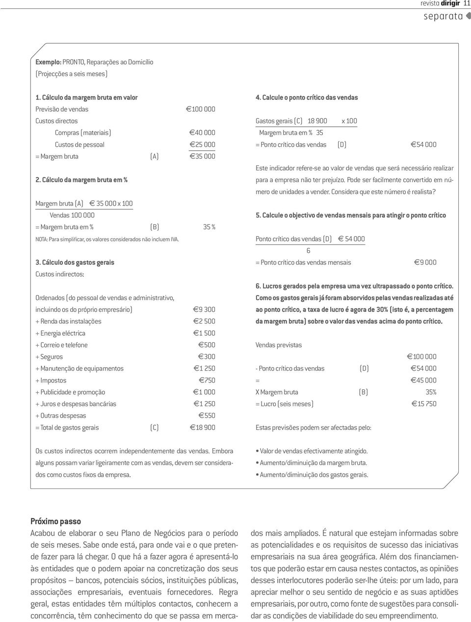 Cálculo da margem bruta em % Margem bruta (A) 35