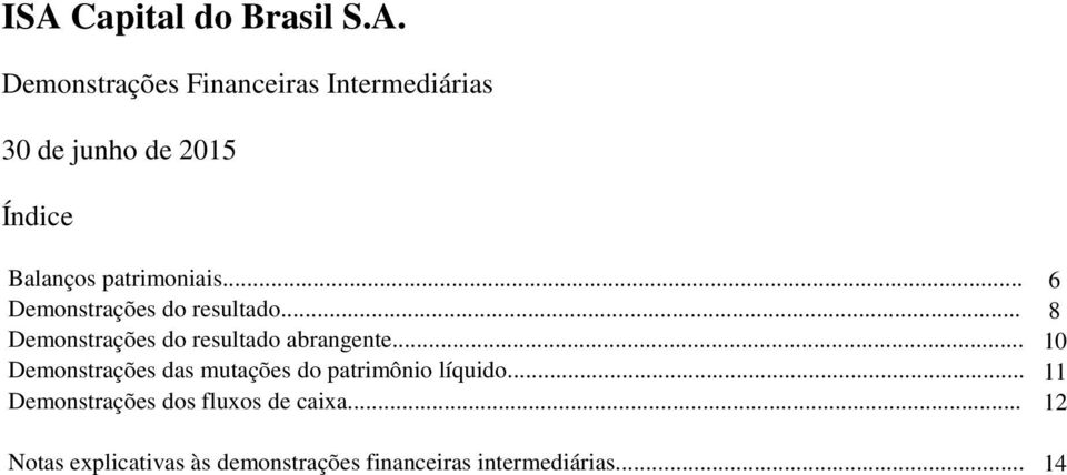 .. 10 Demonstrações das mutações do patrimônio líquido.