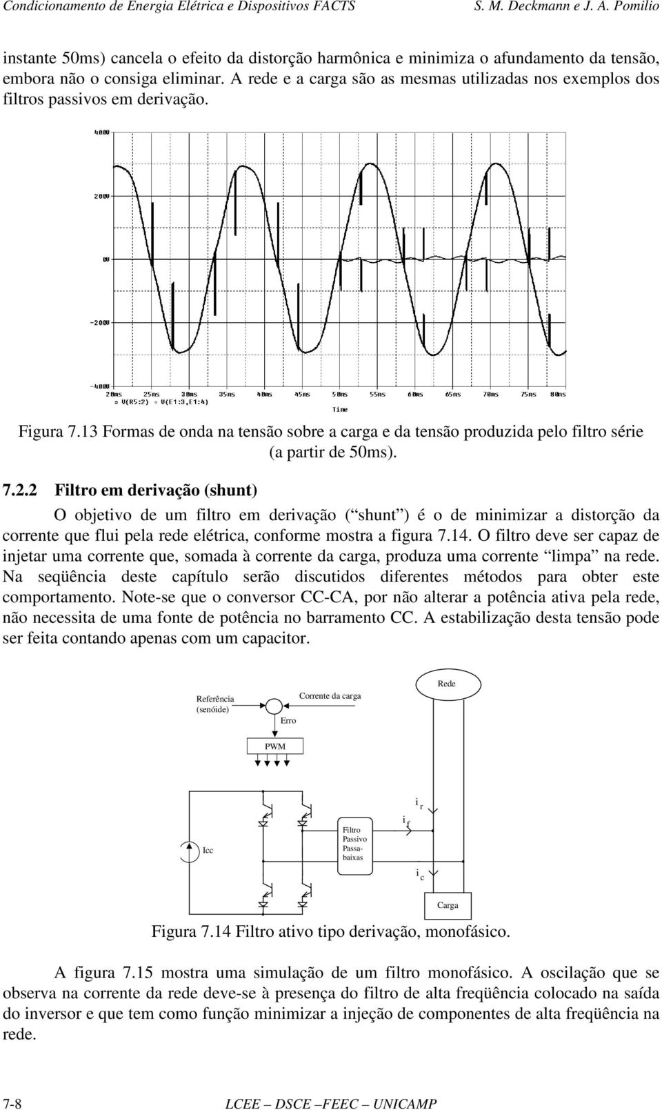 2 Flro em dervação (shun) O objevo de um flro em dervação ( shun ) é o de mnmzar a dsorção da correne que flu pela rede elérca, conforme mosra a fgura 7.14.