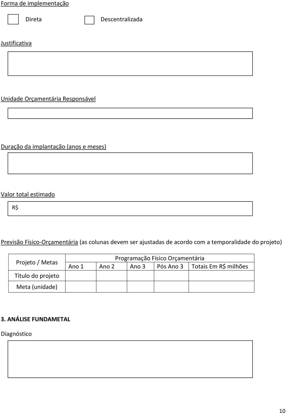 ajustadas de acordo com a temporalidade do projeto) Projeto / Metas Título do projeto Meta (unidade)