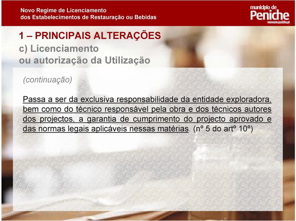 técnico responsável pela obra e dos técnicos autores dos projectos, a garantia de