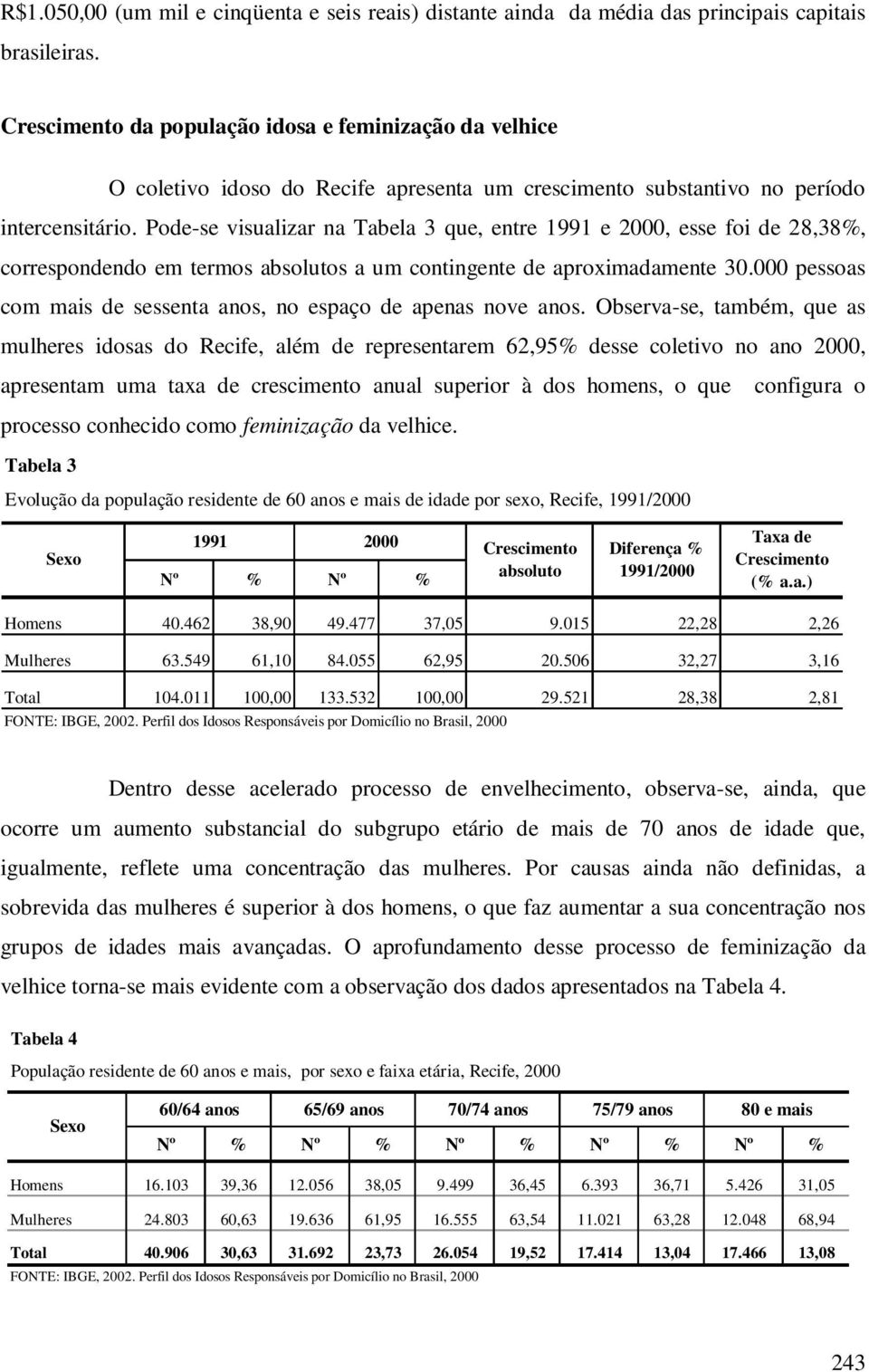 Pode-se visualizar na Tabela 3 que, entre 1991 e 2000, esse foi de 28,38%, correspondendo em termos absolutos a um contingente de aproximadamente 30.