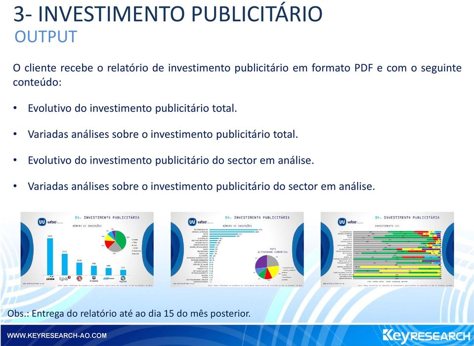 Variadas análises sobre o investimento publicitário total.