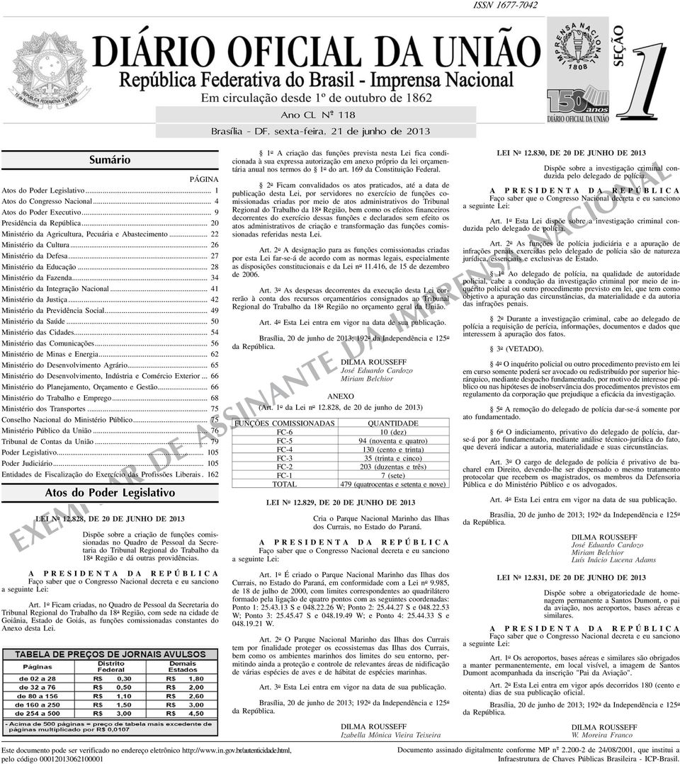 .. 34 Ministério da Integração Nacional... 4 Ministério da Justiça... 42 Ministério da Previdência Social... 49 Ministério da Saúde... 50 Ministério das Cidades... 54 Ministério das Comunicações.