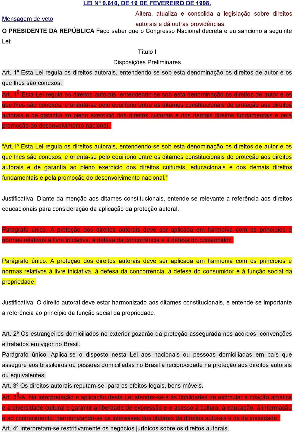 1º Esta Lei regula os direitos autorais, entendendo-se sob esta denominação os direitos de autor e os que lhes são conexos. Art.