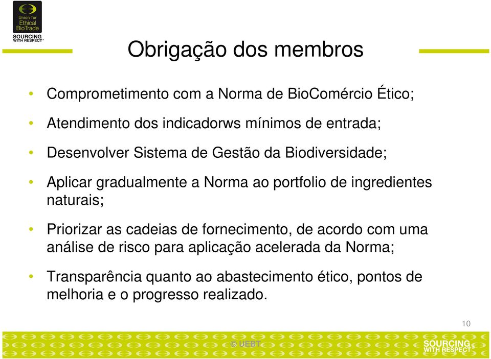 ingredientes naturais; Priorizar as cadeias de fornecimento, de acordo com uma análise de risco para