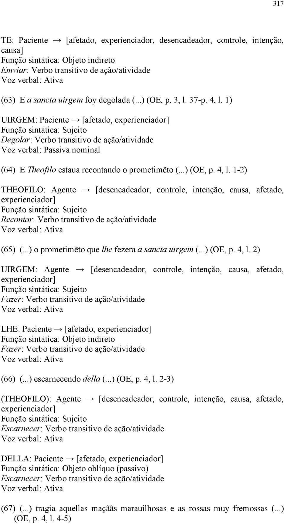 ..) o prometimẽto que lhe fezera a sancta uirgem (...) (OE, p. 4, l.