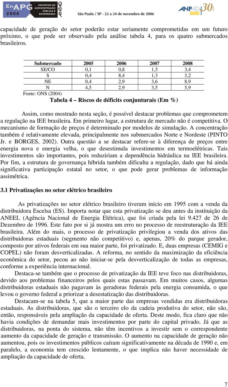 nesta seção, é possível destacar problemas que comprometem a regulação na IEE brasileira. Em primeiro lugar, a estrutura de mercado não é competitiva.