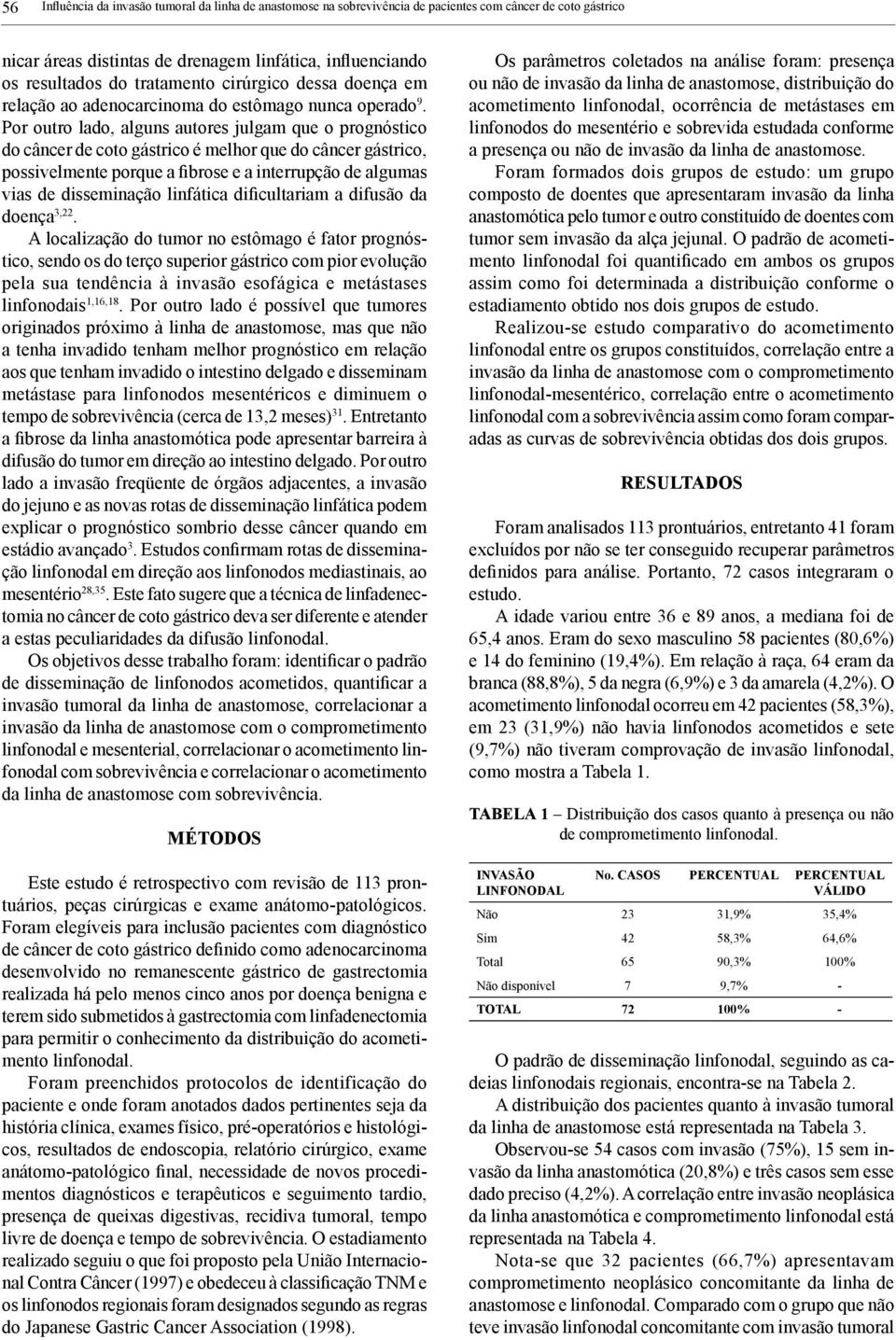 Por outro lado, alguns autores julgam que o prognóstico do câncer de coto gástrico é melhor que do câncer gástrico, possivelmente porque a fibrose e a interrupção de algumas vias de disseminação