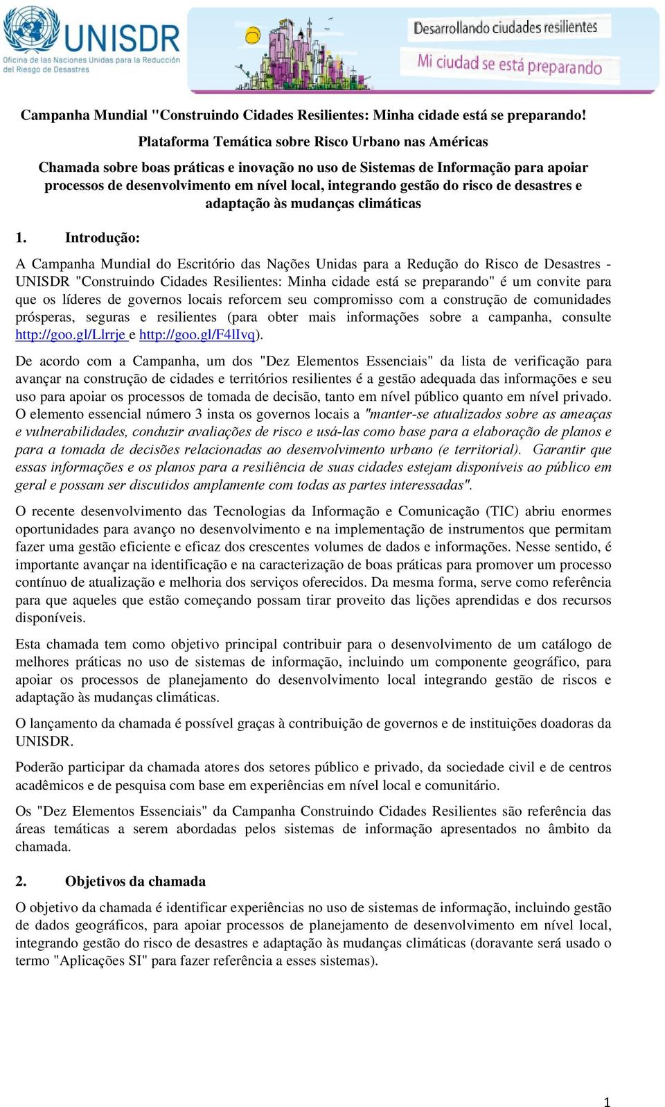 do risco de desastres e adaptação às mudanças climáticas 1.