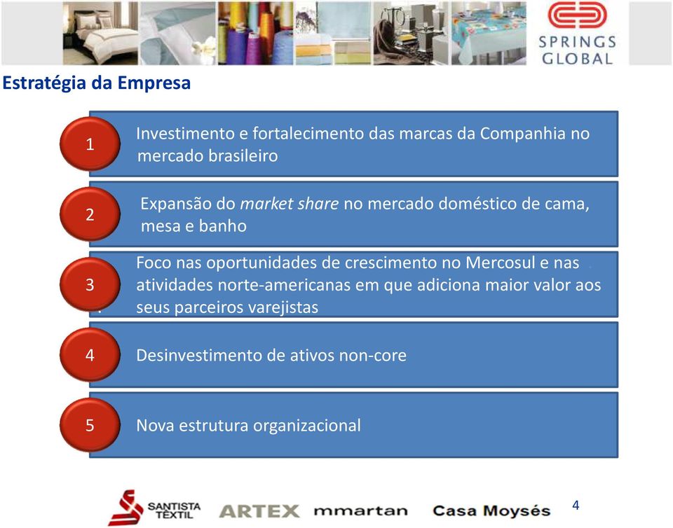 mesa e banho Foco nas oportunidades de crescimento no Mercosul e nas. 3.