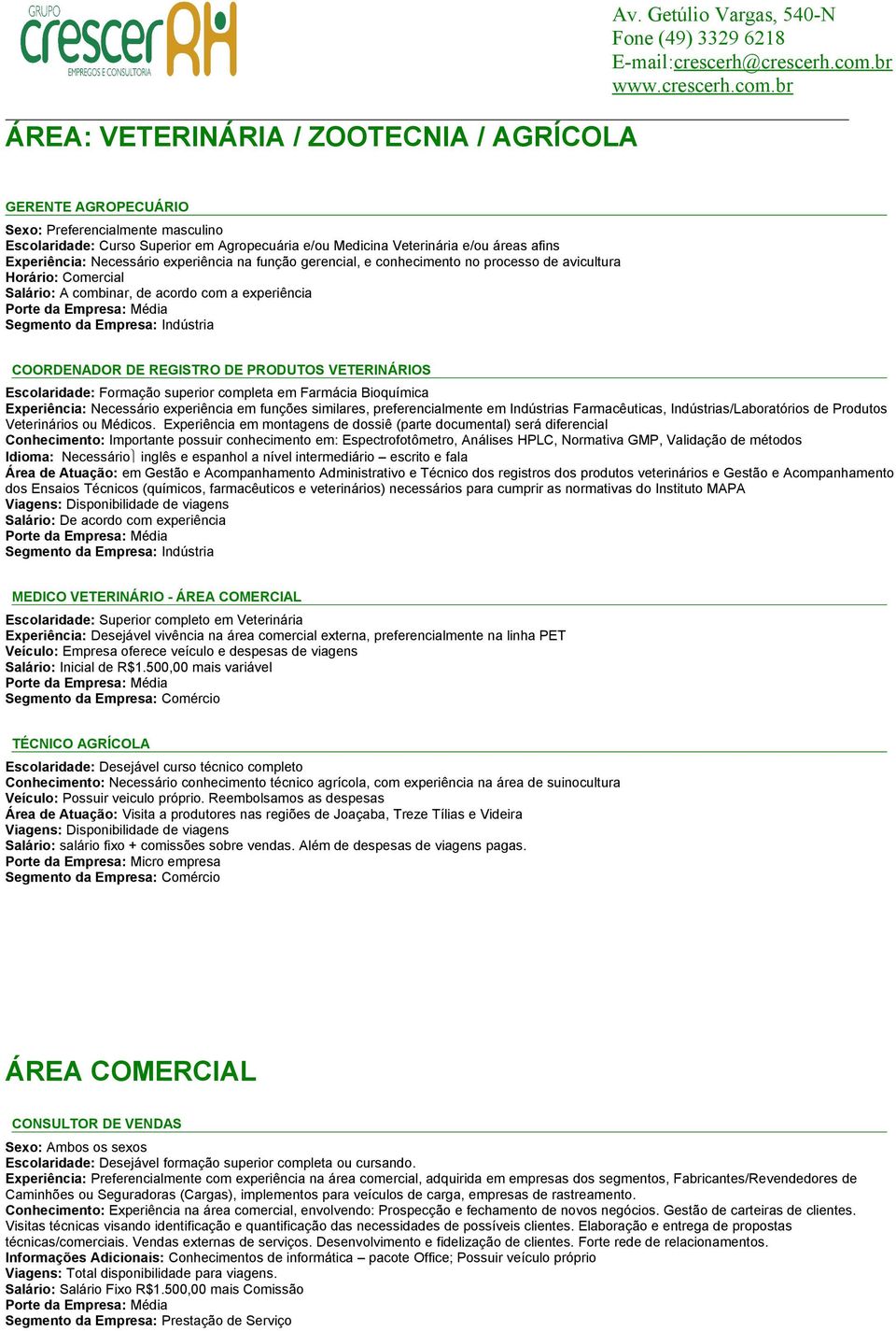 Farmácia Bioquímica Experiência: Necessário experiência em funções similares, preferencialmente em Indústrias Farmacêuticas, Indústrias/Laboratórios de Produtos Veterinários ou Médicos.