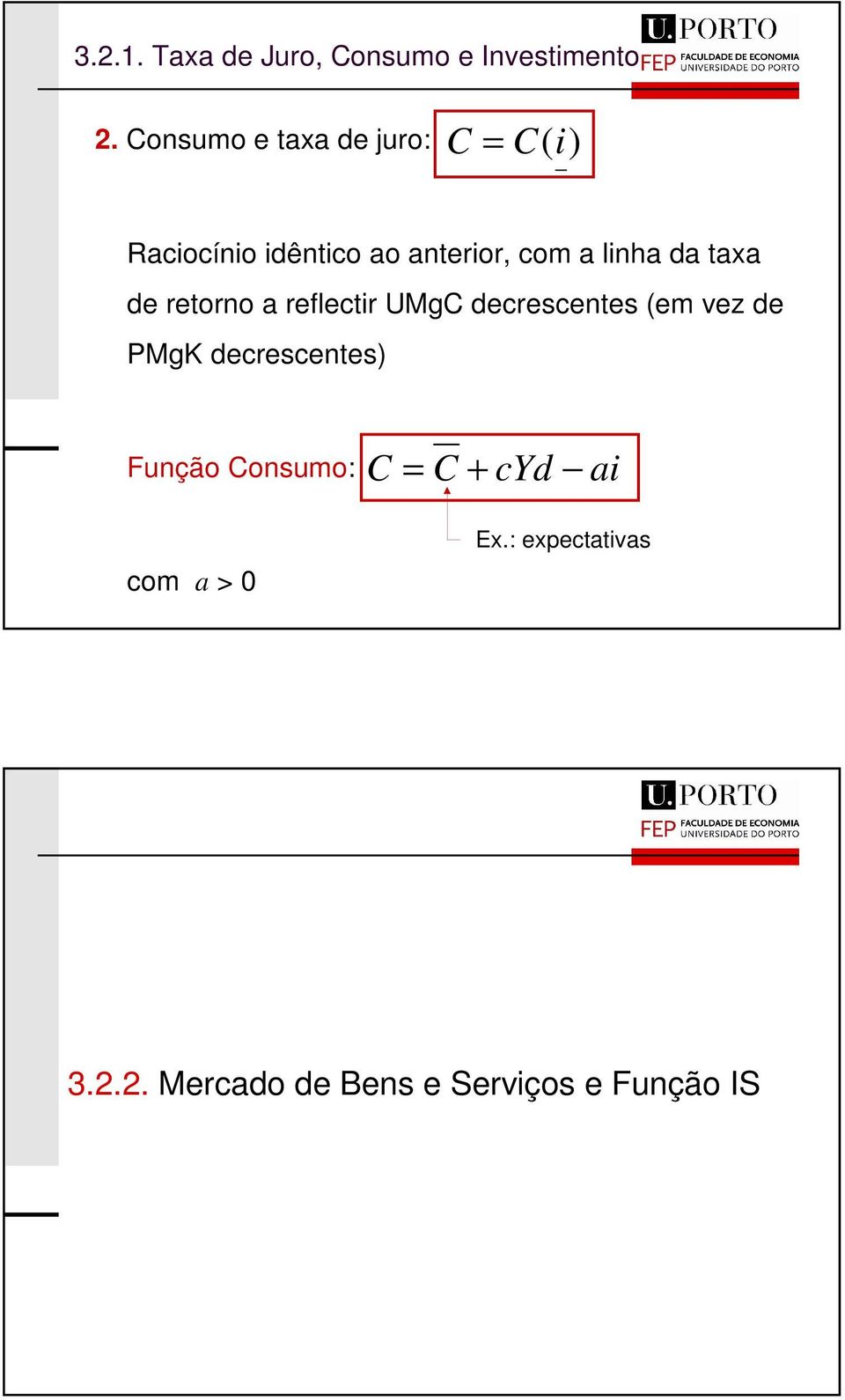 da taxa de retorno a reflectr UgC decrescentes (em vez de gk