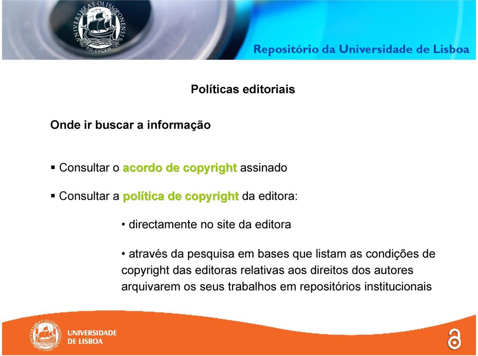 editora através da pesquisa em bases que listam as condições de copyright das