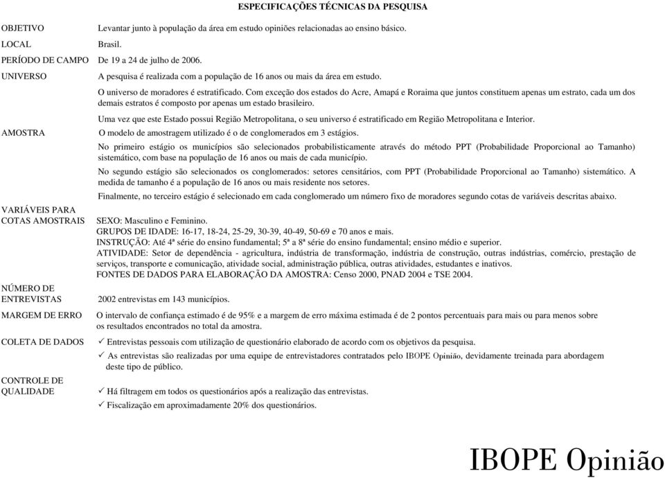 Com exceção dos estados do Acre, Amapá e Roraima que juntos constituem apenas um estrato, cada um dos demais estratos é composto por apenas um estado brasileiro.