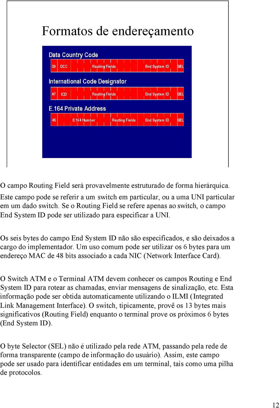 Os seis bytes do campo End System ID não são especificados, e são deixados a cargo do implementador.