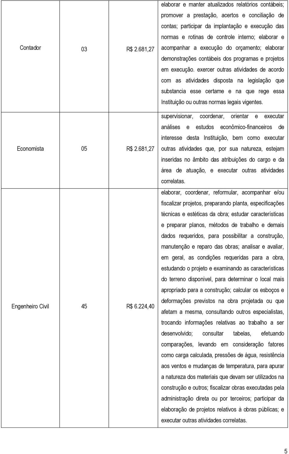 elaborar e acompanhar a execução do orçamento; elaborar demonstrações contábeis dos programas e projetos em execução.