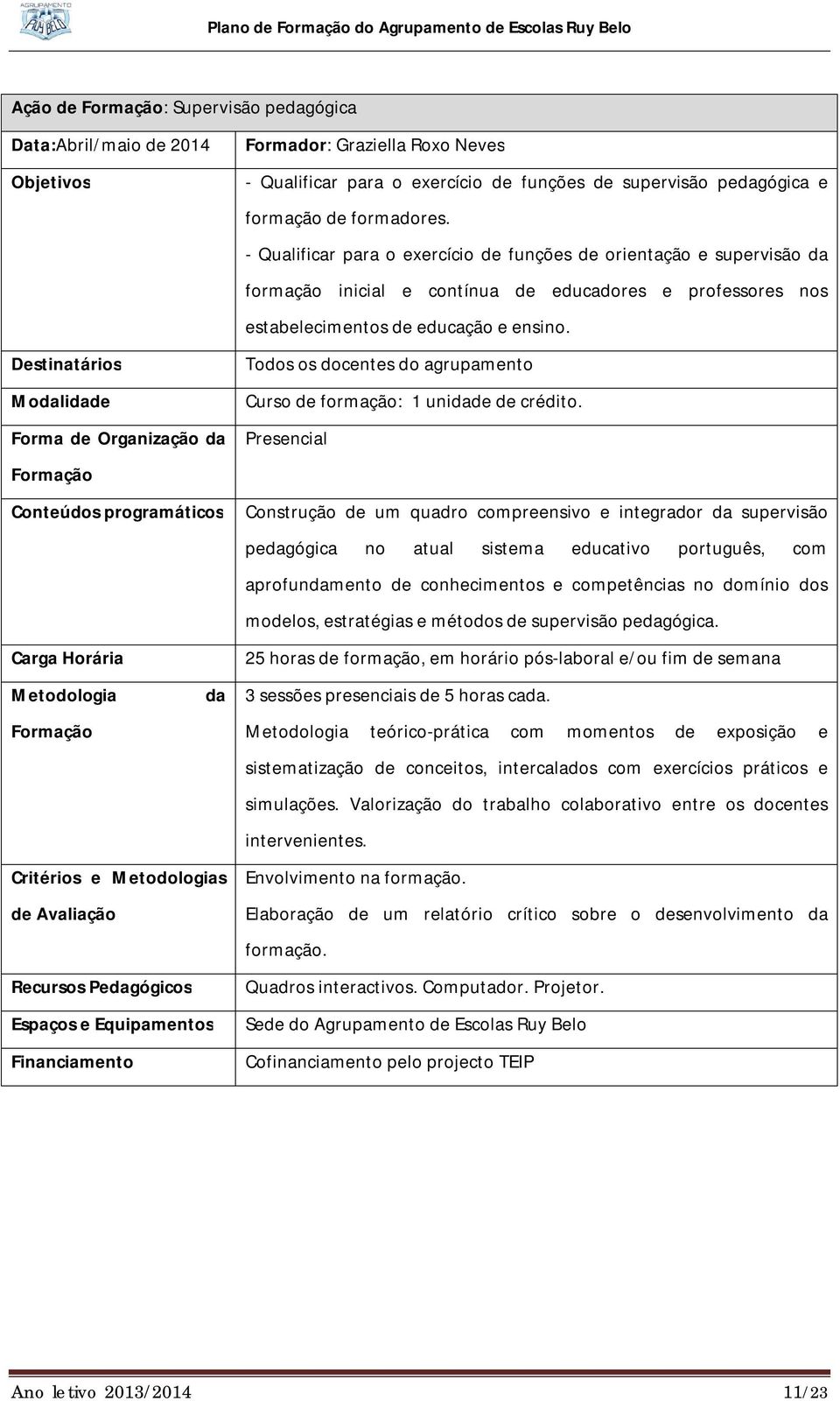 - Qualificar para o exercício de funções de orientação e supervisão da formação inicial e contínua de educadores e professores nos estabelecimentos de educação e ensino.