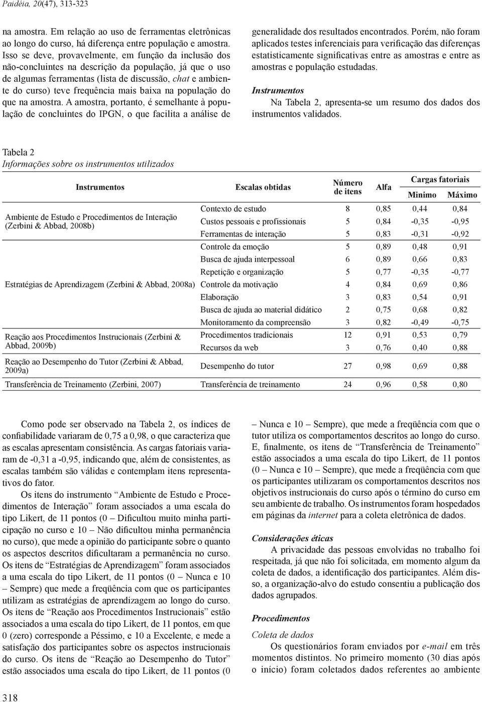 mais baixa na população do que na amostra. A amostra, portanto, é semelhante à população de concluintes do IPGN, o que facilita a análise de generalidade dos resultados encontrados.