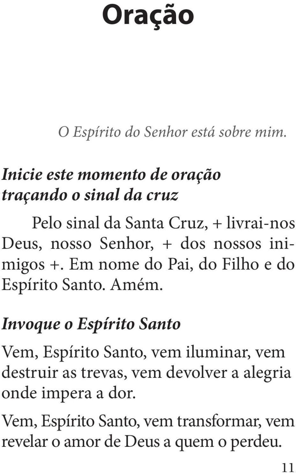 Senhor, + dos nossos inimigos +. Em nome do Pai, do Filho e do Espírito Santo. Amém.