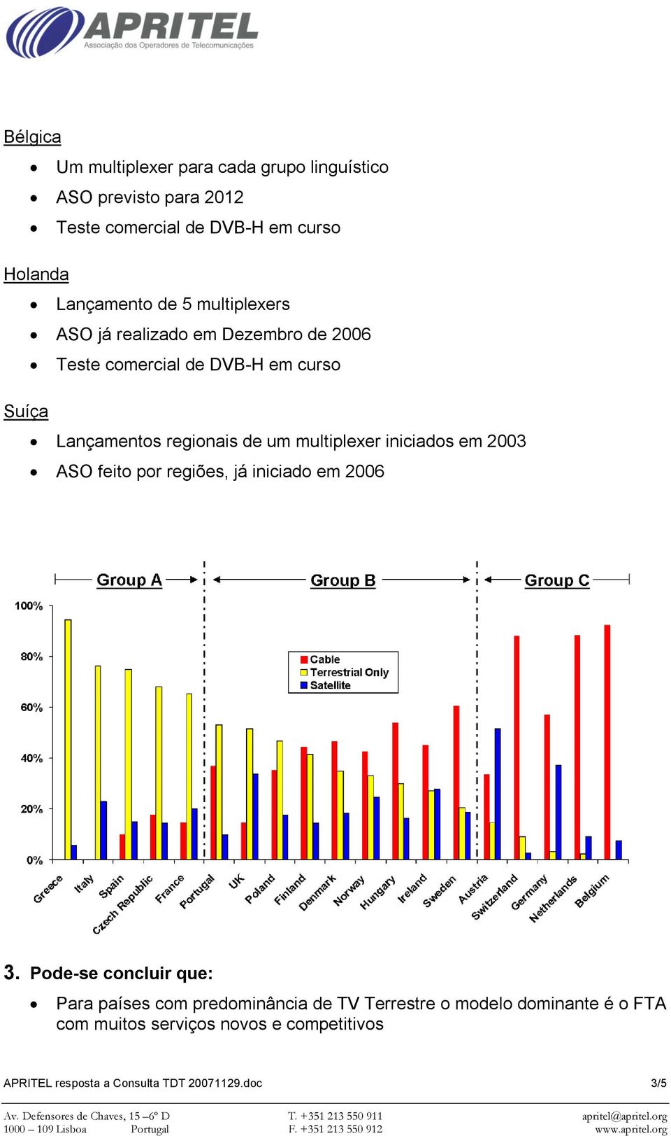 multiplexer iniciados em 2003 ASO feito por regiões, já iniciado em 2006 3.