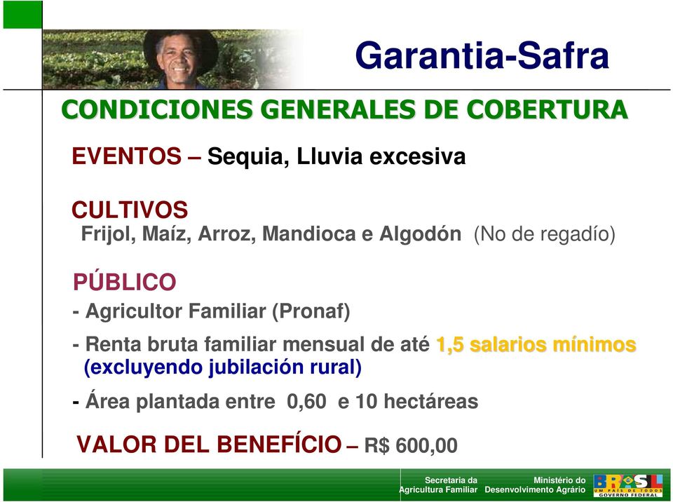 Algodón (No de regadío) - Renta bruta familiar mensual de até 1,5 salarios mínimosm