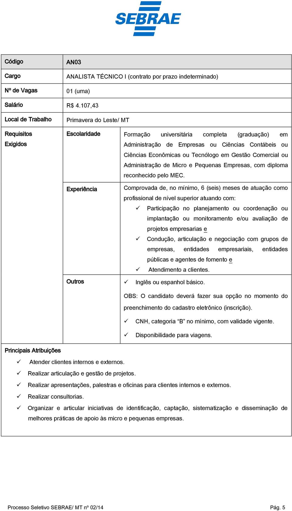 ou Tecnólogo em Gestão Comercial ou Administração de Micro e Pequenas Empresas, com diploma reconhecido pelo MEC.