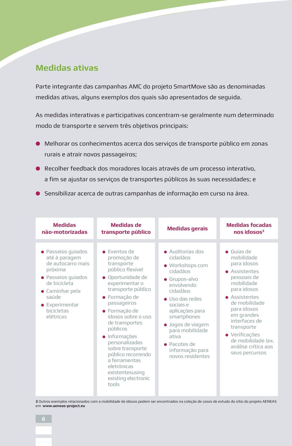 público em zonas rurais e atrair novos passageiros; Recolher feedback dos moradores locais através de um processo interativo, a fim se ajustar os serviços de transportes públicos às suas