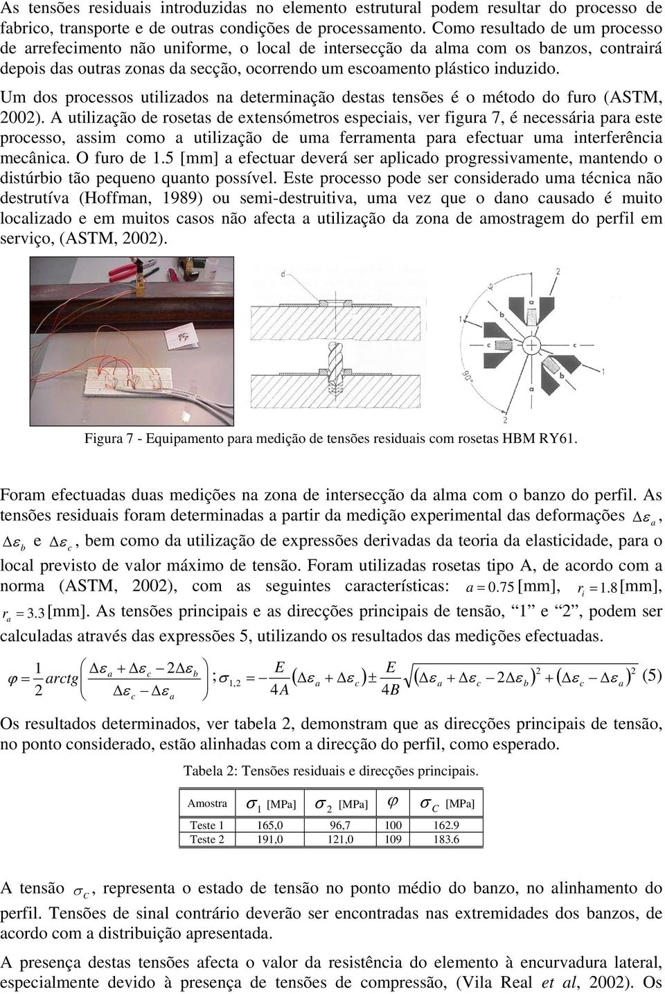 Um dos proessos utilizdos n determinção dests tensões é o método do furo (ASTM, 00).