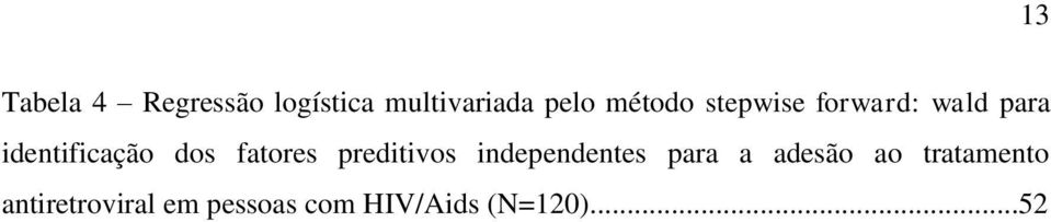 fatores preditivos independentes para a adesão ao