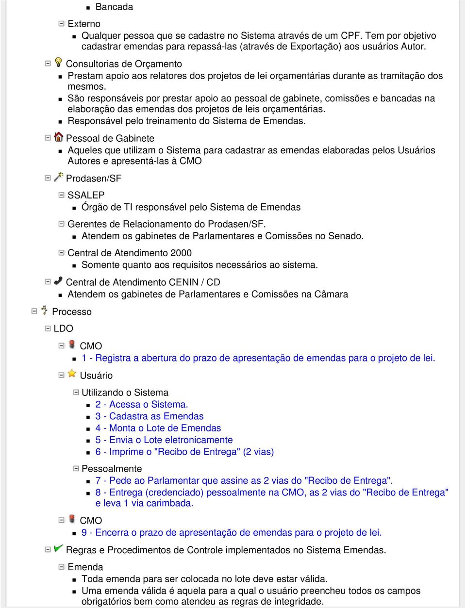 São responsáveis por prestar apoio ao pessoal de gabinete, comissões e bancadas na elaboração das emendas dos projetos de leis orçamentárias. Responsável pelo treinamento do Sistema de Emendas.