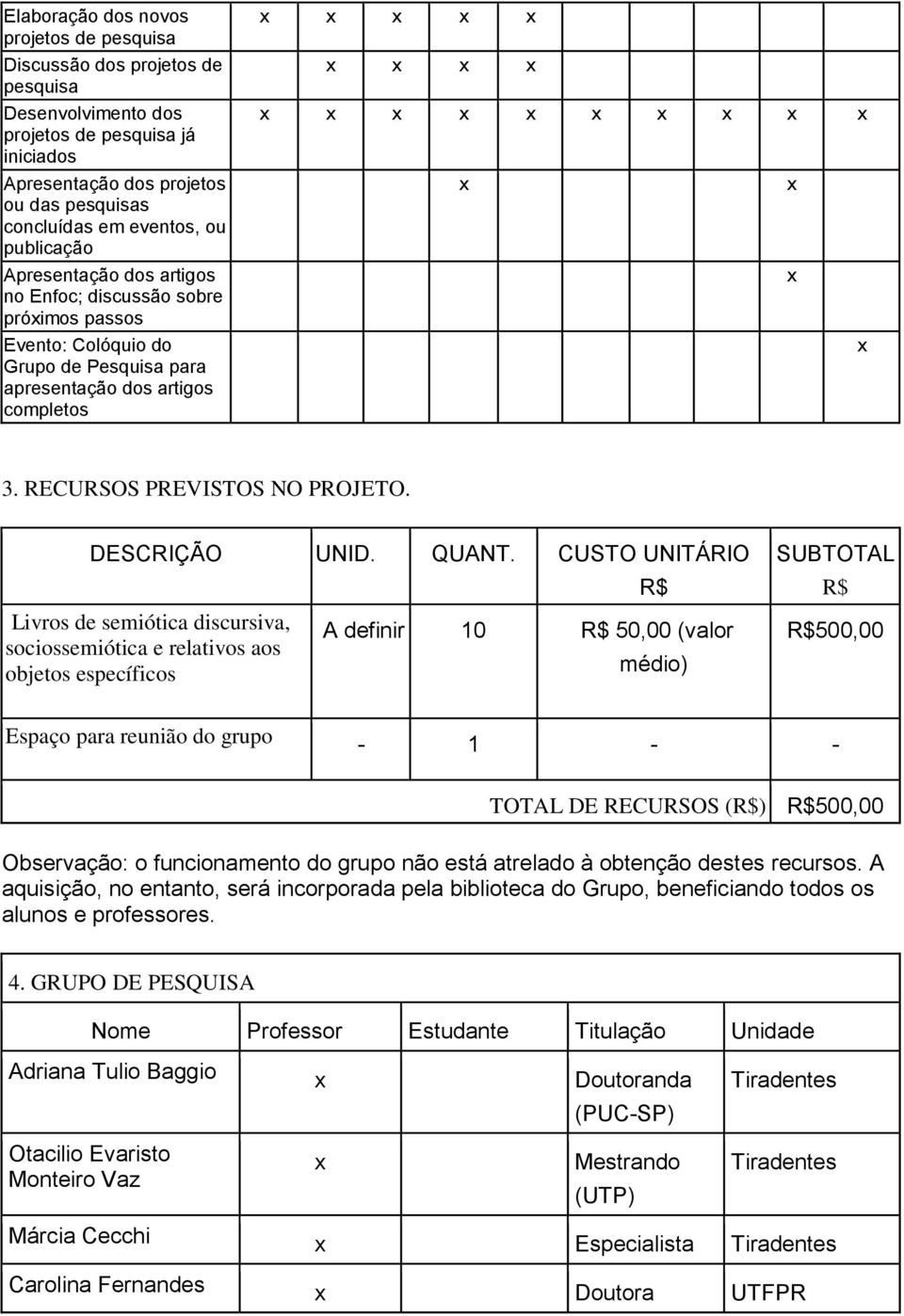 DESCRIÇÃO UNID. QUANT.