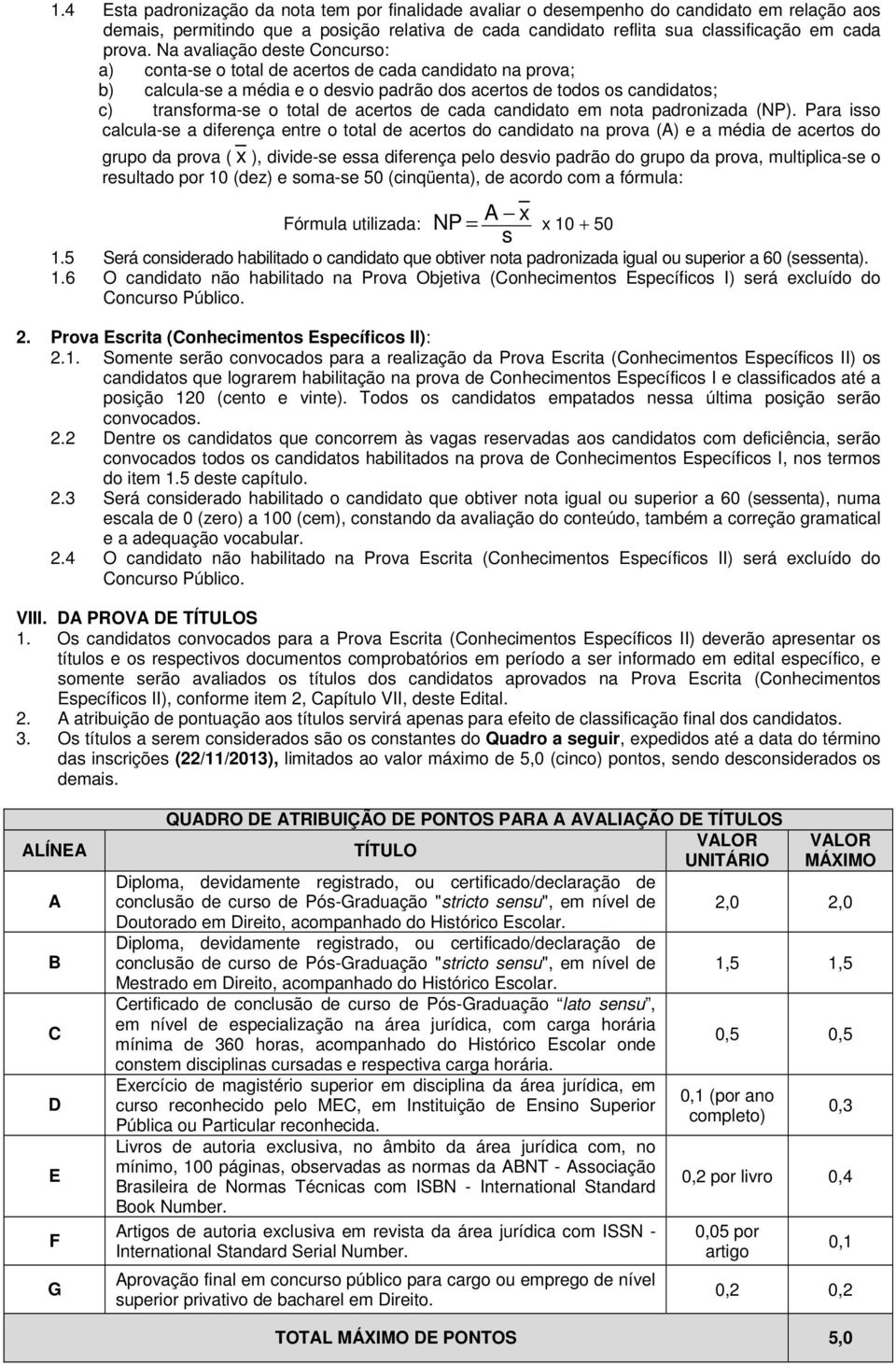 de cada candidato em nota padronizada (NP).