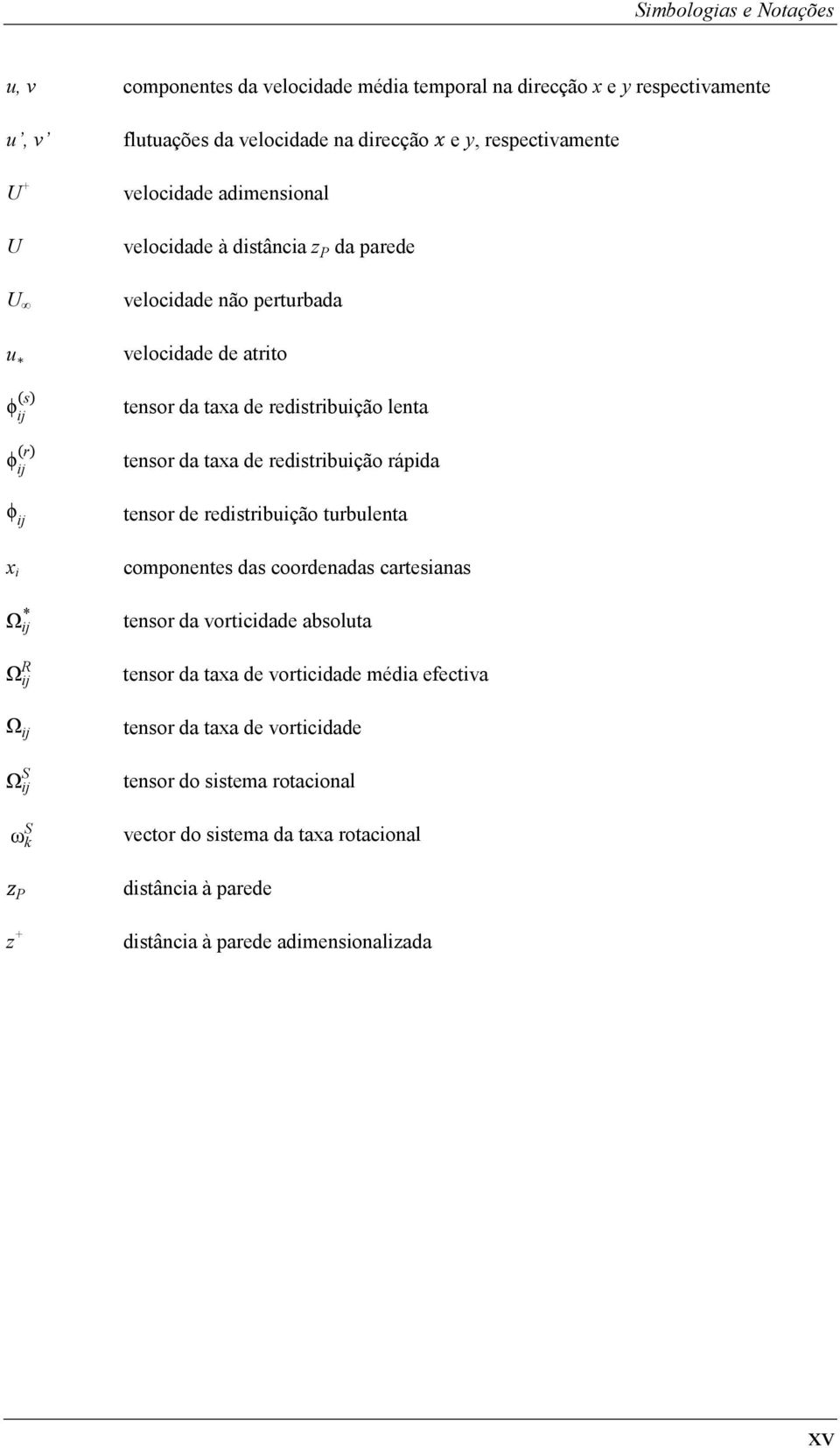 redistribuição rápida tensor de redistribuição turbulenta x i componentes das coordenadas cartesianas * Ω ij Ω ij R Ω ij S Ω ij ω k S P tensor da vorticidade absoluta tensor da taxa