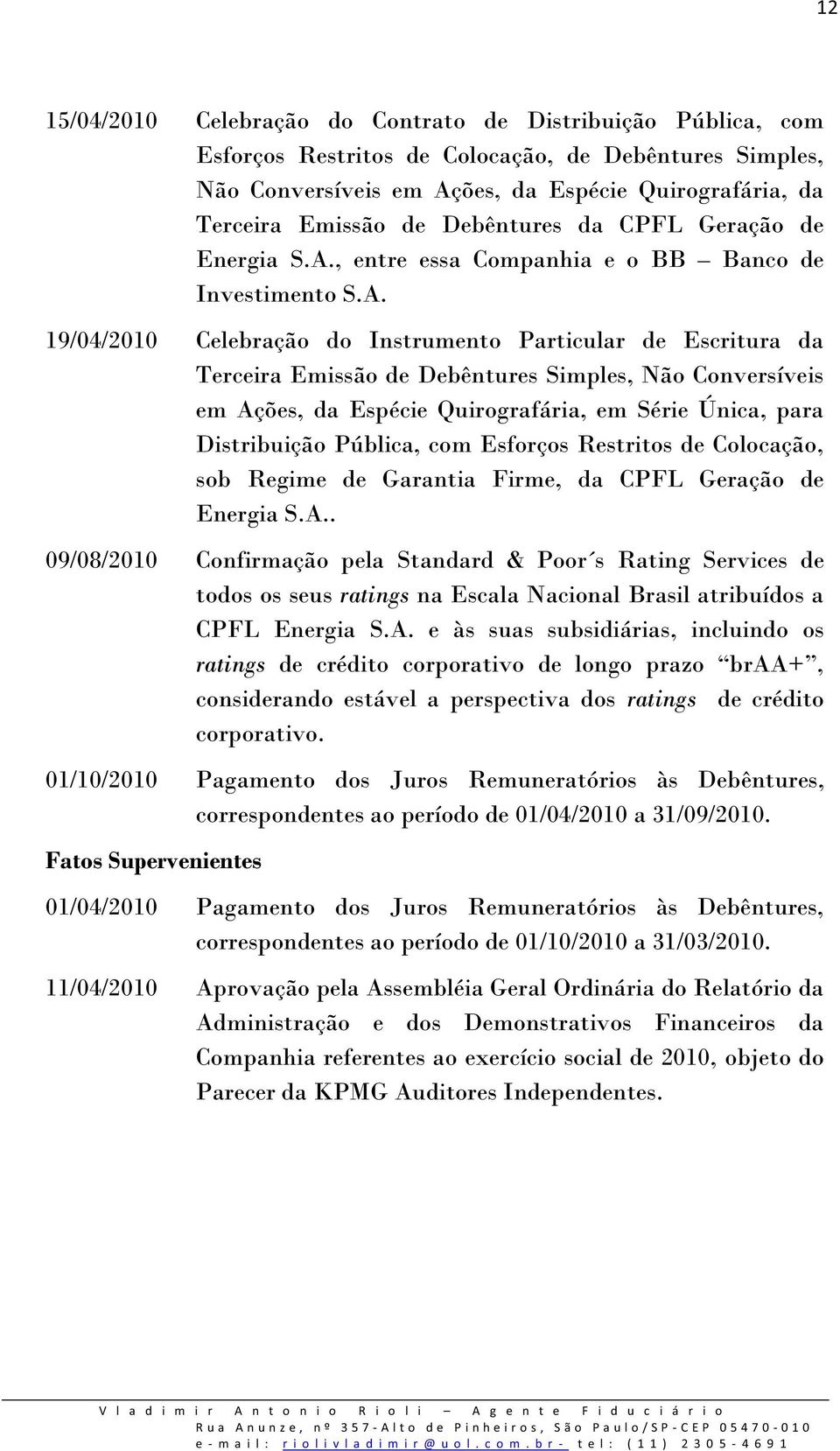 , entre essa Companhia e o BB Banco de Investimento S.A.