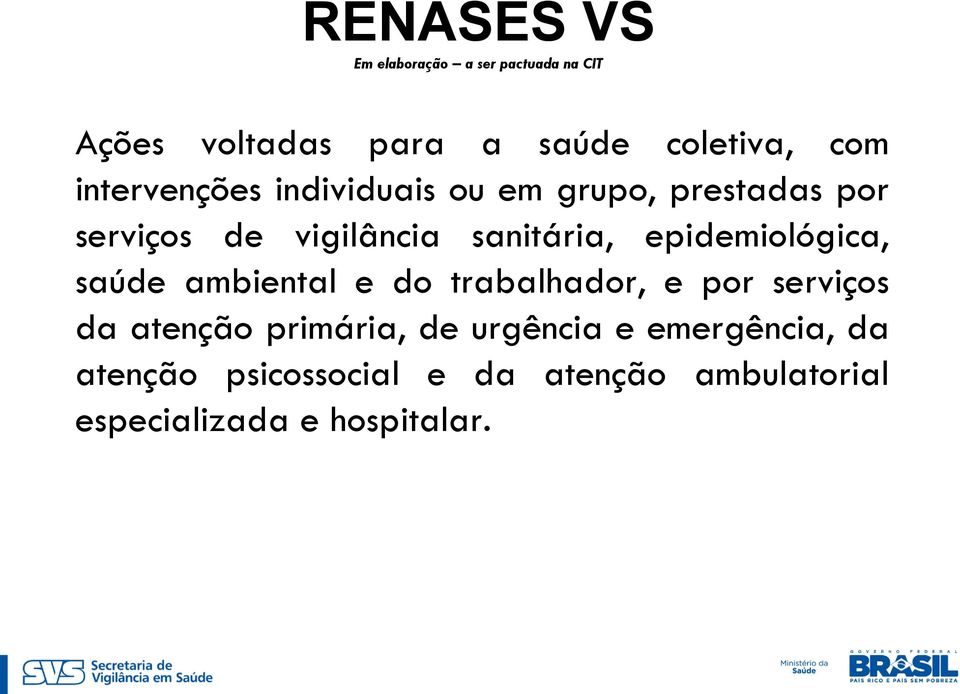 epidemiológica, saúde ambiental e do trabalhador, e por serviços da atenção primária, de