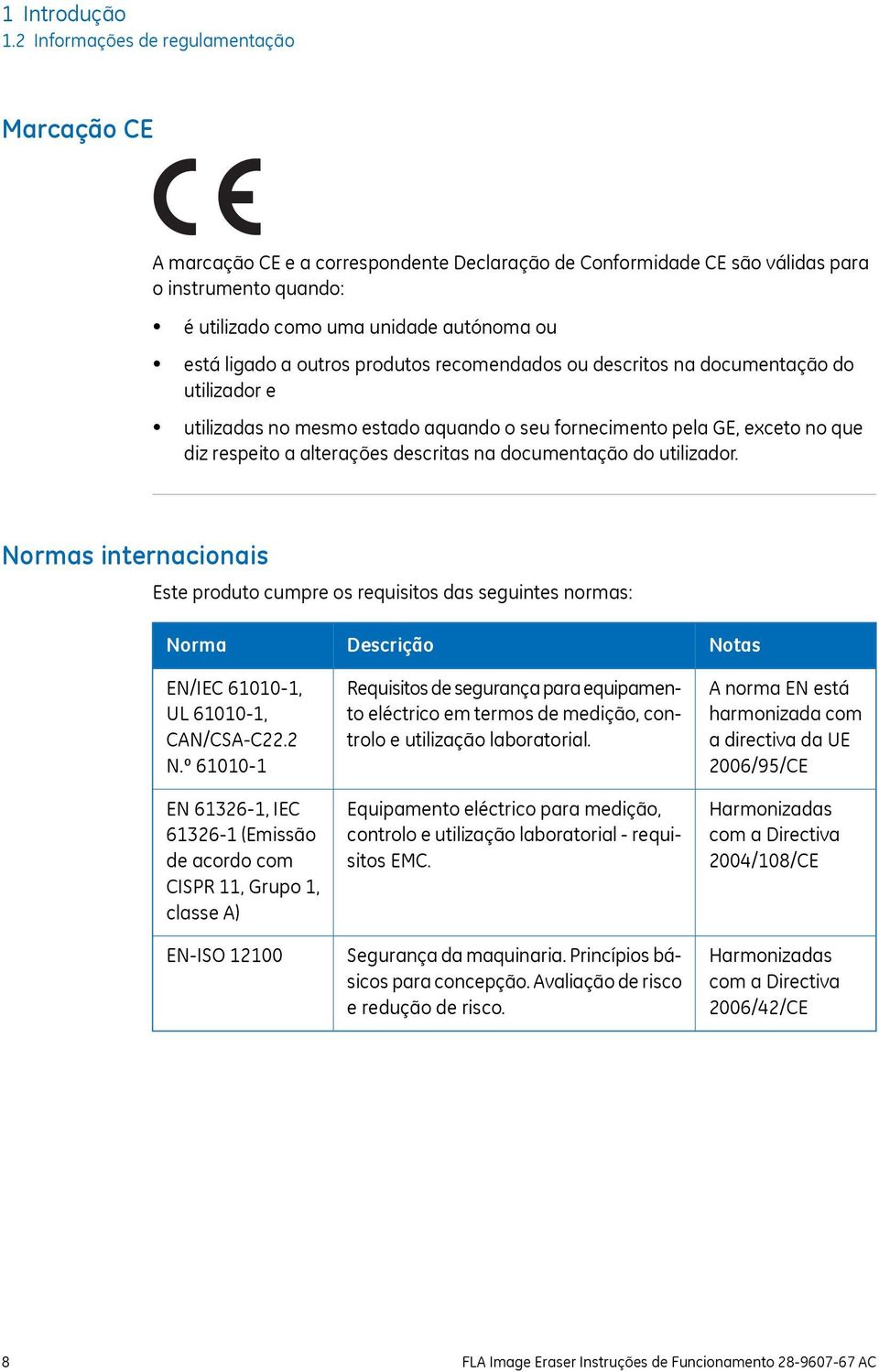 a outros produtos recomendados ou descritos na documentação do utilizador e utilizadas no mesmo estado aquando o seu fornecimento pela GE, exceto no que diz respeito a alterações descritas na