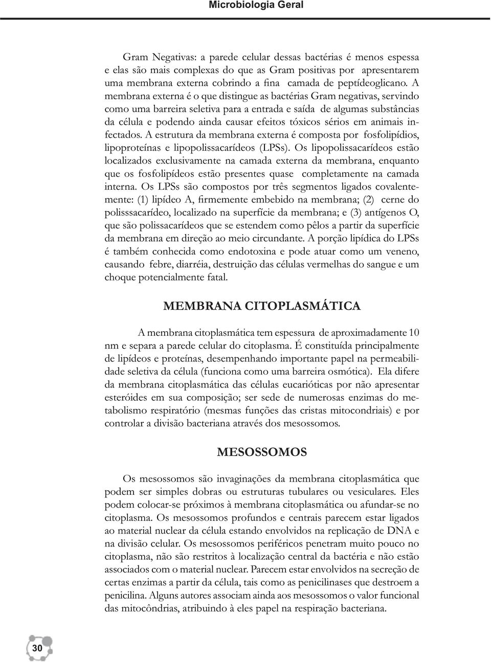 A membrana externa é o que distingue as bactérias Gram negativas, servindo como uma barreira seletiva para a entrada e saída de algumas substâncias da célula e podendo ainda causar efeitos tóxicos