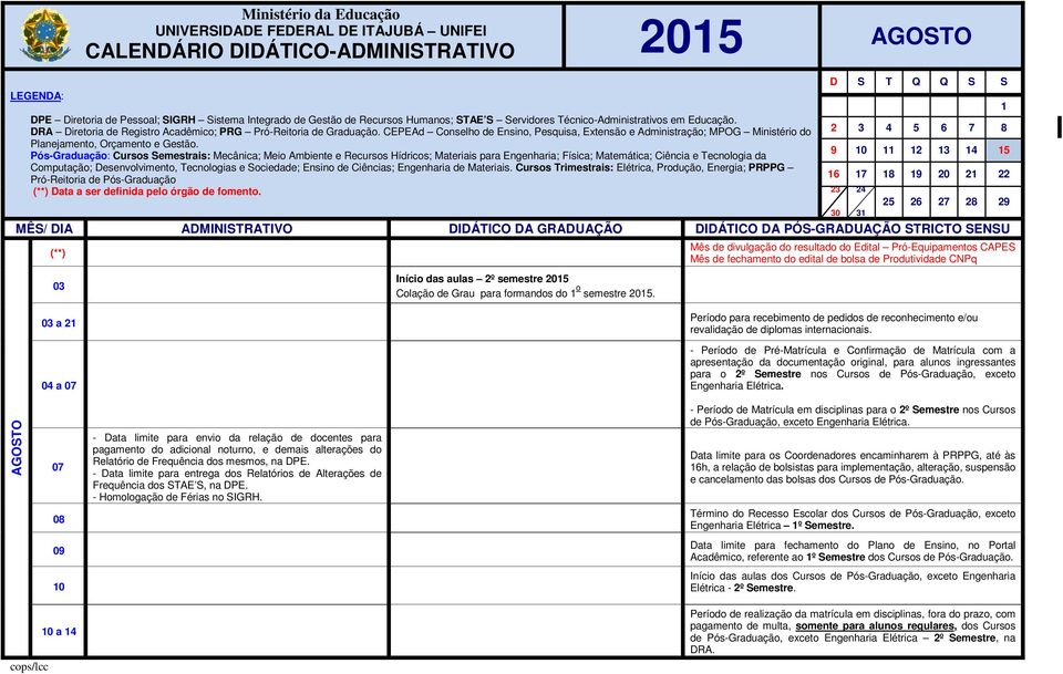 03 a 21 Período para recebimento de pedidos de reconhecimento e/ou revalidação de diplomas internacionais.