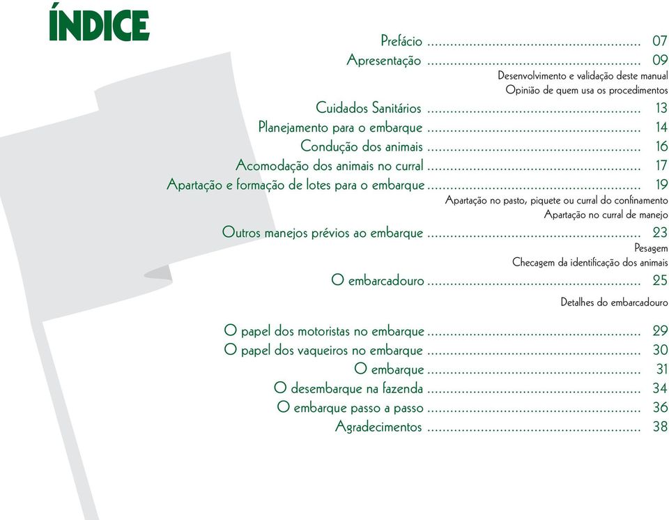 .. 19 Apartação no pasto, piquete ou curral do confinamento Apartação no curral de manejo Outros manejos prévios ao embarque.