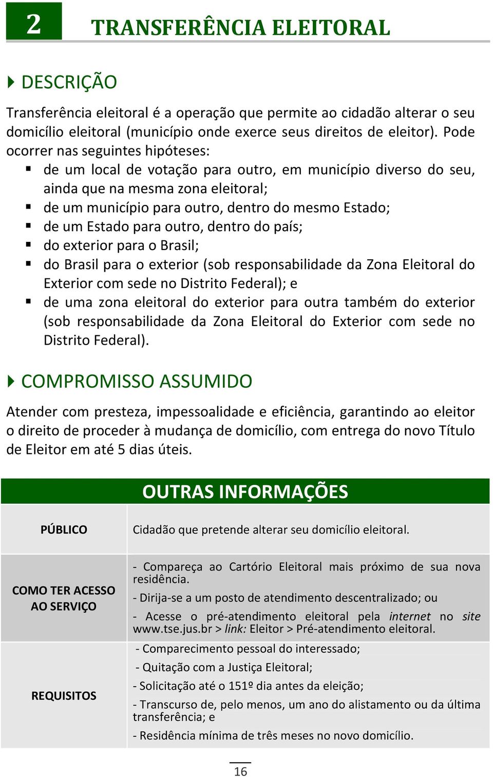 Estado para outro, dentro do país; do exterior para o Brasil; do Brasil para o exterior (sob responsabilidade da Zona Eleitoral do Exterior com sede no Distrito Federal); e de uma zona eleitoral do